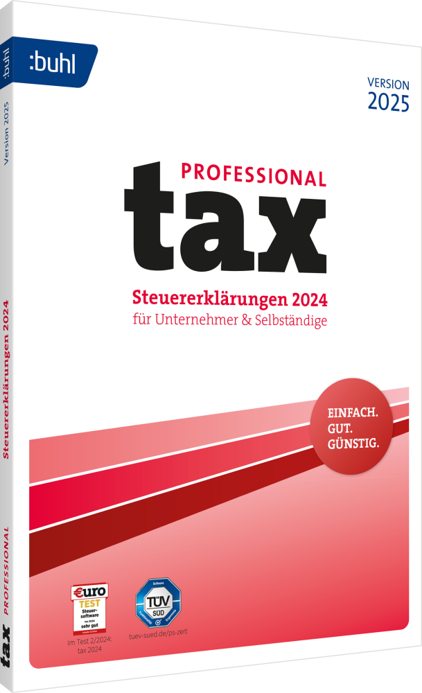 BUHL tax 2025  Professional (für das Steuerjahr 2024) (3 User / 1 PC - 1 Jahr) ESD BUHL tax 2025  Professional (für das Steuerjahr 2024) (3 User / 1 PC - 1 Jahr) ESD