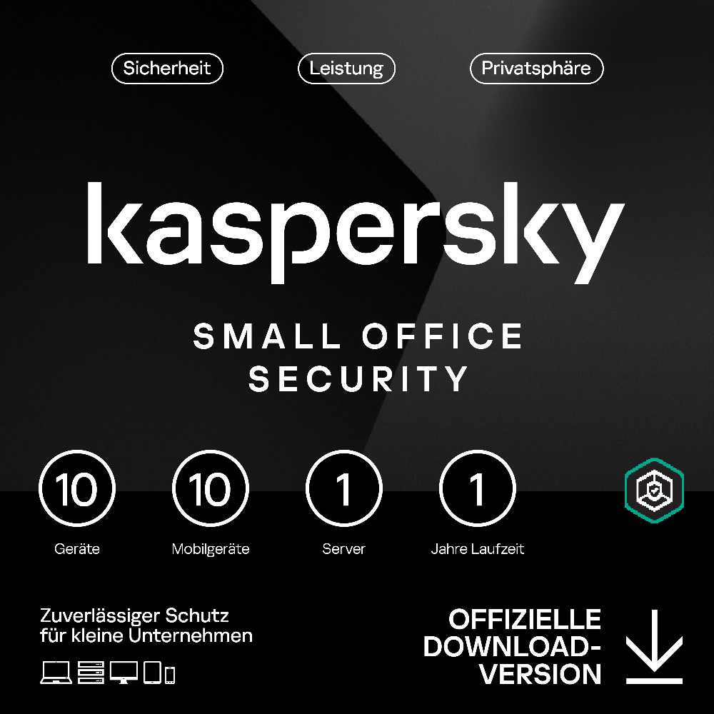 Kaspersky Small Office Security (1 Server + 10 Device + 10 Mobile - 1 Jahr) DACH ESD