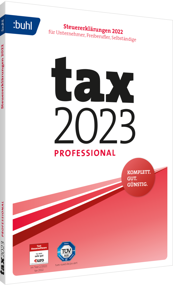 BUHL tax 2023  Professional (für das Steuerjahr 2022) (3 User / 1 PC - 1 Jahr) ESD BUHL tax 2023  Professional (für das Steuerjahr 2022) (3 User / 1 PC - 1 Jahr) ESD
