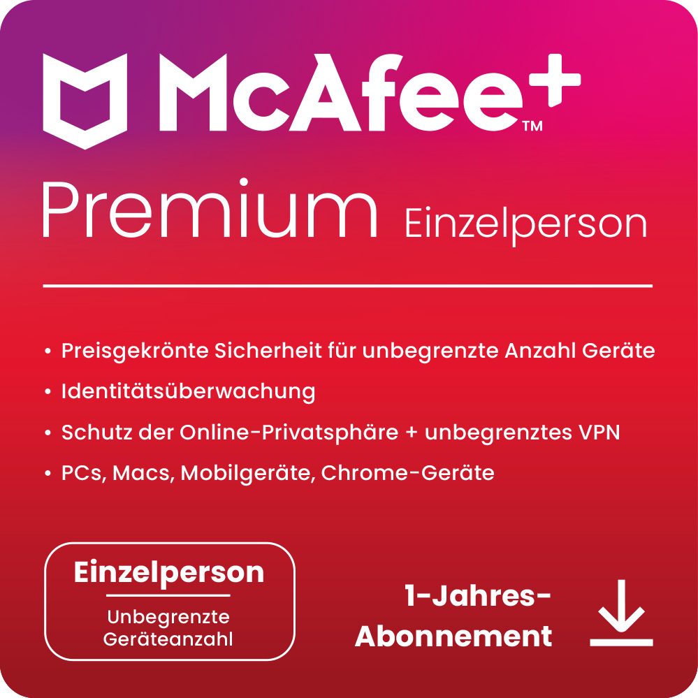 McAfee+ Premium Individual Security (1 User - 1 Jahr) ESD McAfee+ Premium Individual Security (1 User - 1 Jahr) ESD