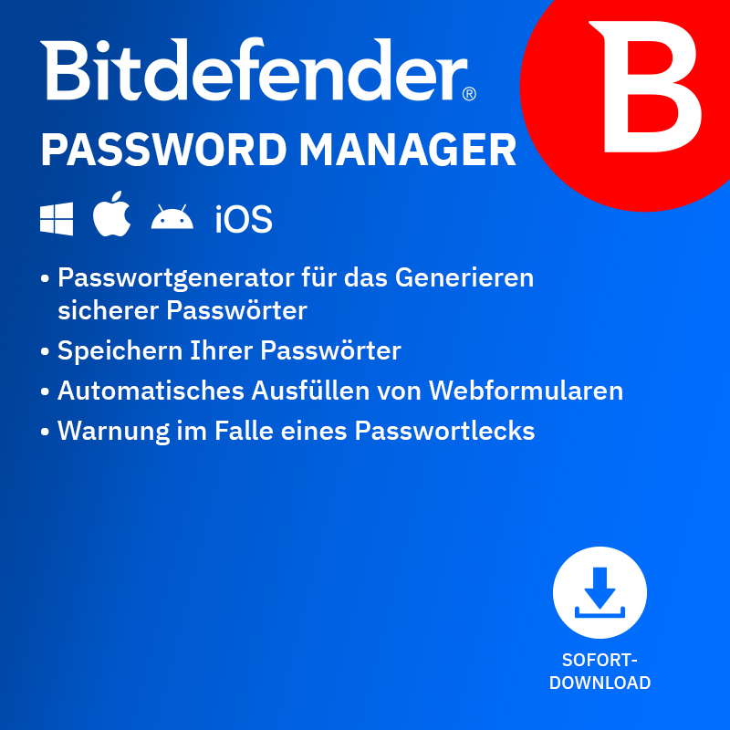Bitdefender Password Manager (1 Device - 1 Jahr) DACH ESD Bitdefender Password Manager (1 Device - 1 Jahr) DACH ESD