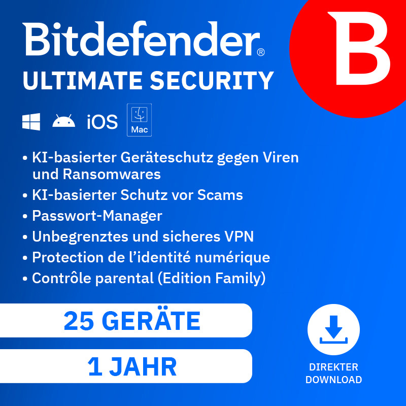 Bitdefender Ultimate Security Family (25 D - 1 Jahr) EU