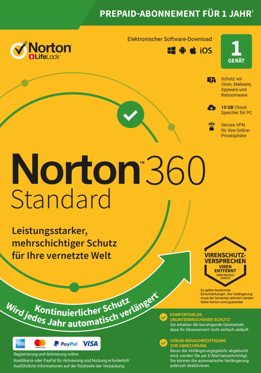 Norton 360 kein ABO Standard inkl. 10GB (1 Device - 1 Jahr) ESD Norton 360 kein ABO Standard inkl. 10GB (1 Device - 1 Jahr) ESD