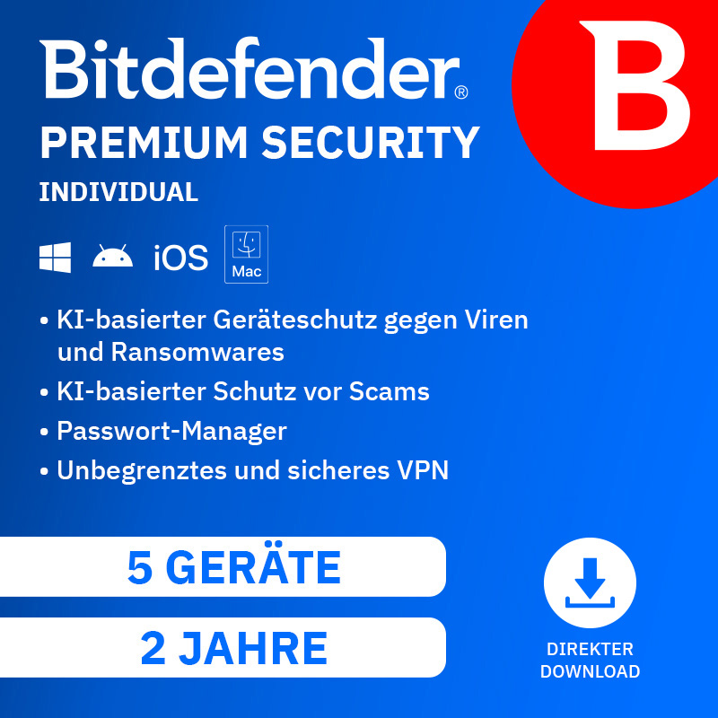 Bitdefender Premium Security Individual (5 D - 2 Jahr) EU