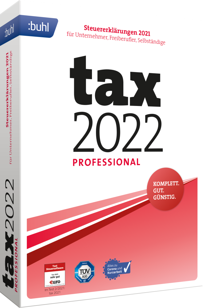 BUHL tax 2022 Professional (für das Steuerjahr 2021) (3 User / 1PC - 1 Jahr) ESD BUHL tax 2022 Professional (für das Steuerjahr 2021) (3 User / 1PC - 1 Jahr) ESD