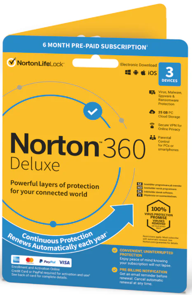 Norton 360 ABO Deluxe inkl. 25GB (3 Device - 6 Monate) ESD Norton 360 ABO Deluxe inkl. 25GB (3 Device - 6 Monate) ESD
