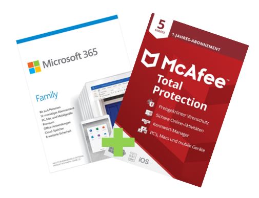 Bundle Microsoft 365 Family & McAfee Total Protection (5 Device - 1 Jahr) ESD