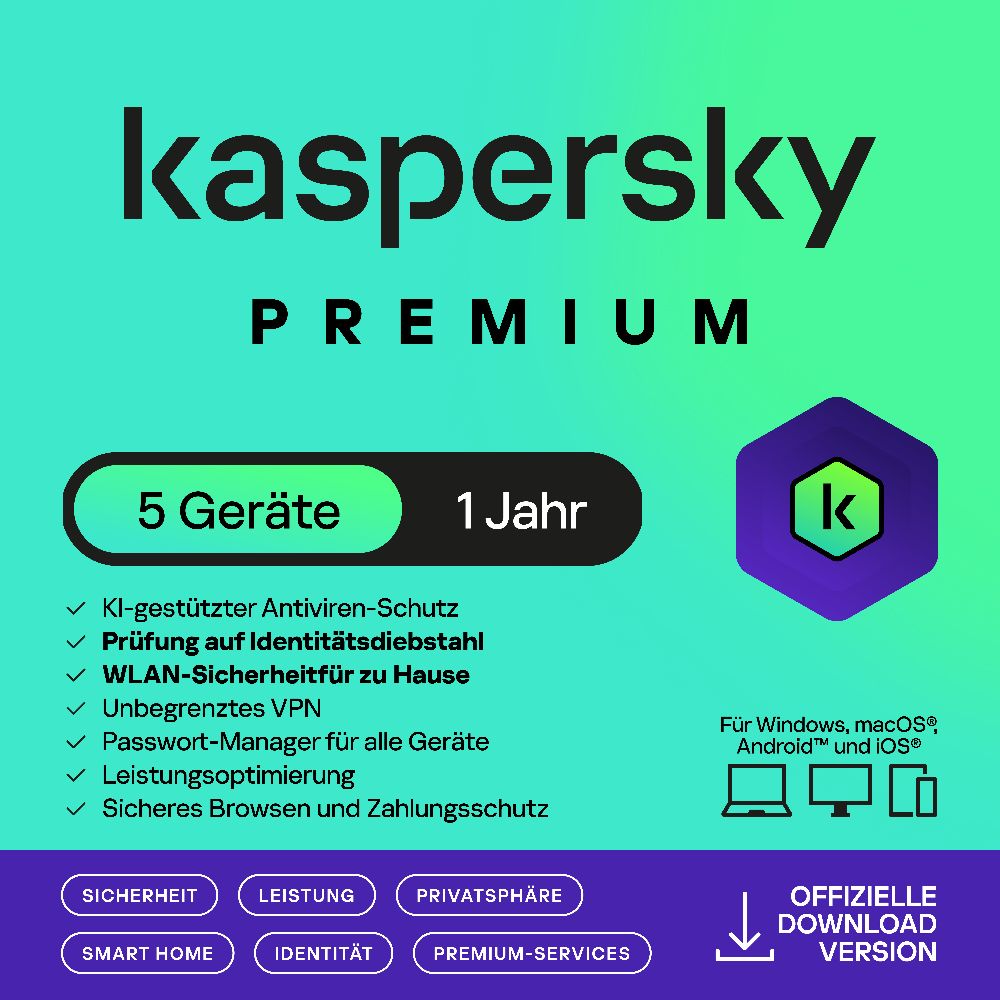 Kaspersky Premium (5 Device - 1 Jahr) EU ESD